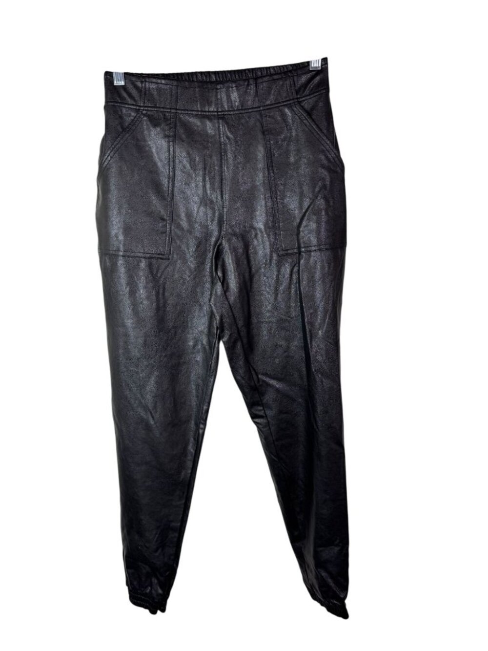 Spanx Faux Leather Jogger Pants Elastic Waist Women Size Small Choco dark Brown